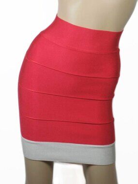Herve Leger Women's Red Bandage Skirt - Size M